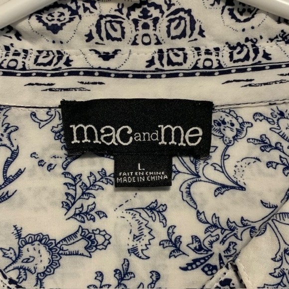 Mac and Me Womens Black Multicolor Tribal Print Button Down Long Sleeve Top Sz L - Picture 5 of 10